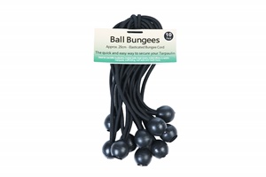 Ball Bungees 20cm Black - 10 Pack - Retail Pack with Header